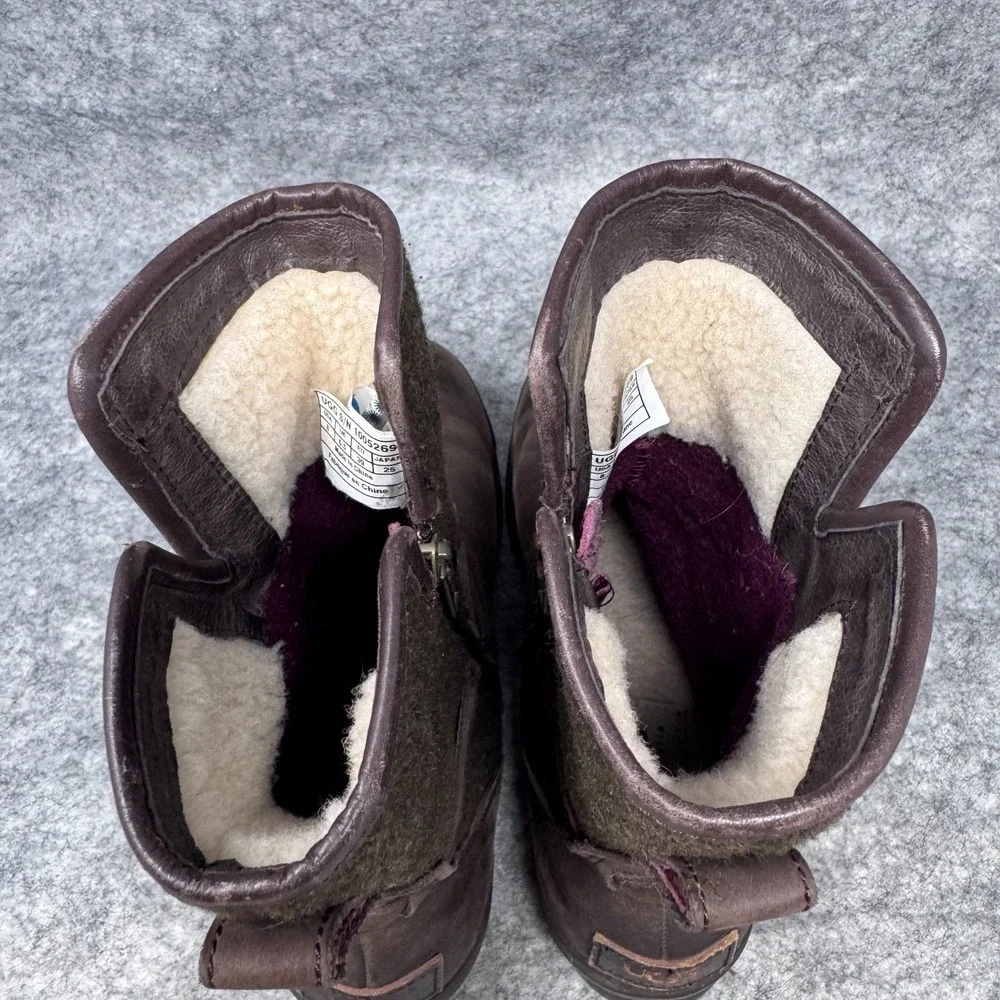 UGG Australia Simmens Leather Waterproof Boots Womens Sz 8 Brown Leather